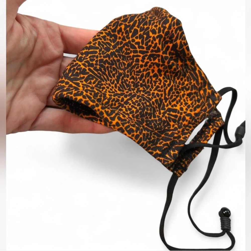 Leopard Print Face Mask - Orange and Black